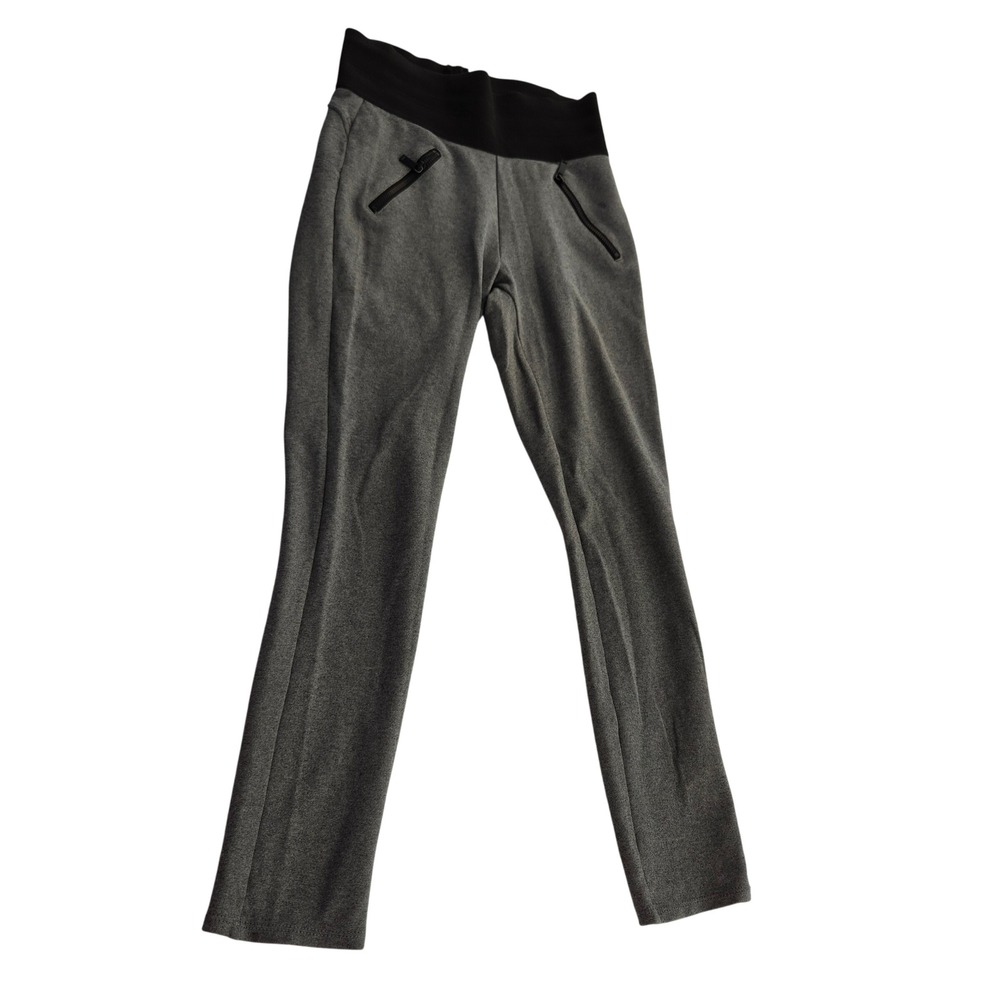Ci Sono by Cavalini black elastic waist grey legging slash zip faux pocket small
